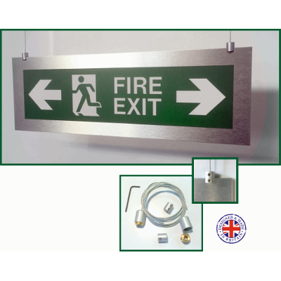 Fire Exit - Double Arrow Brushed Silver Hanging
